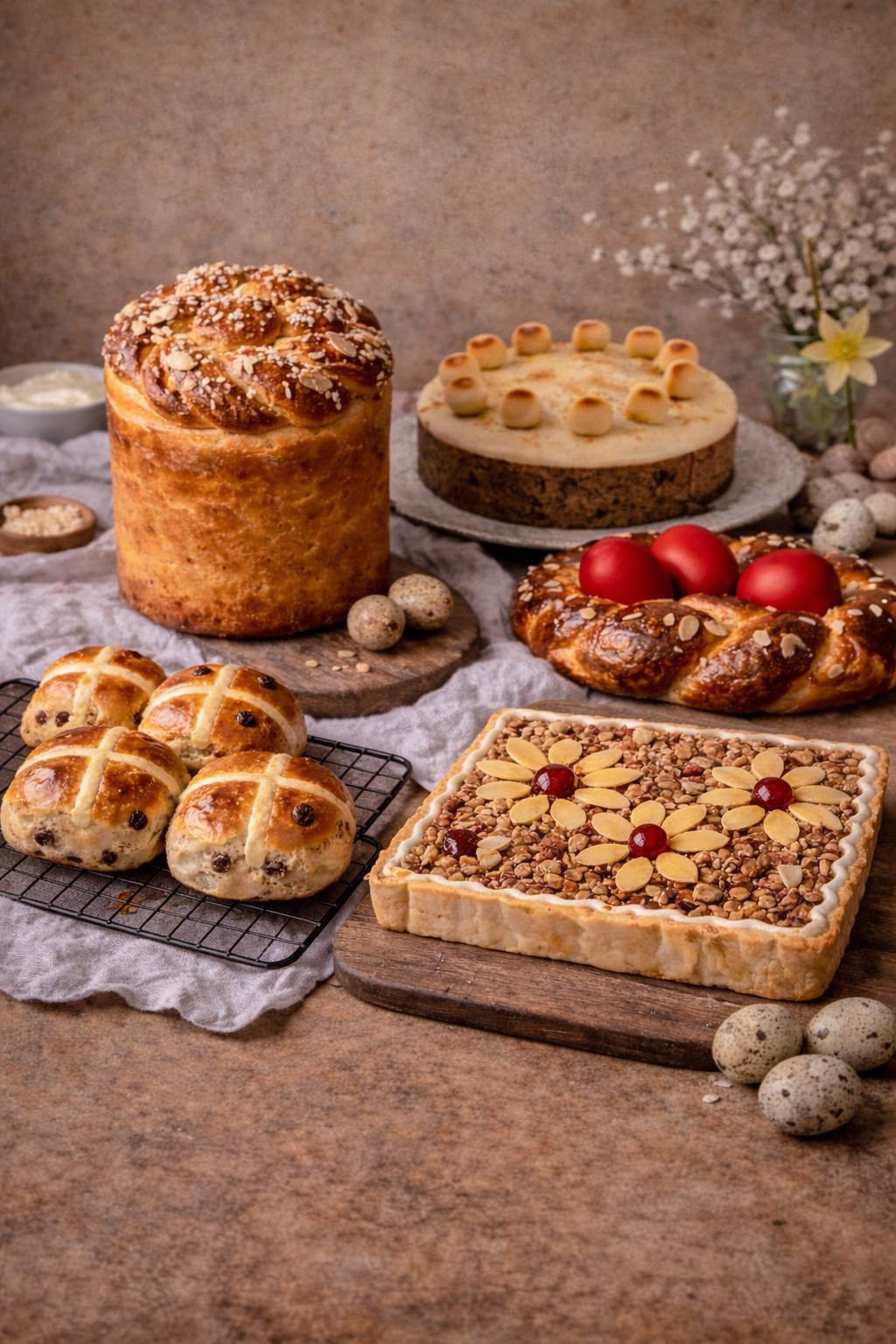 Easter bakes around the world including Simnel cake, hot cross buns, tsoureki and Mazurek