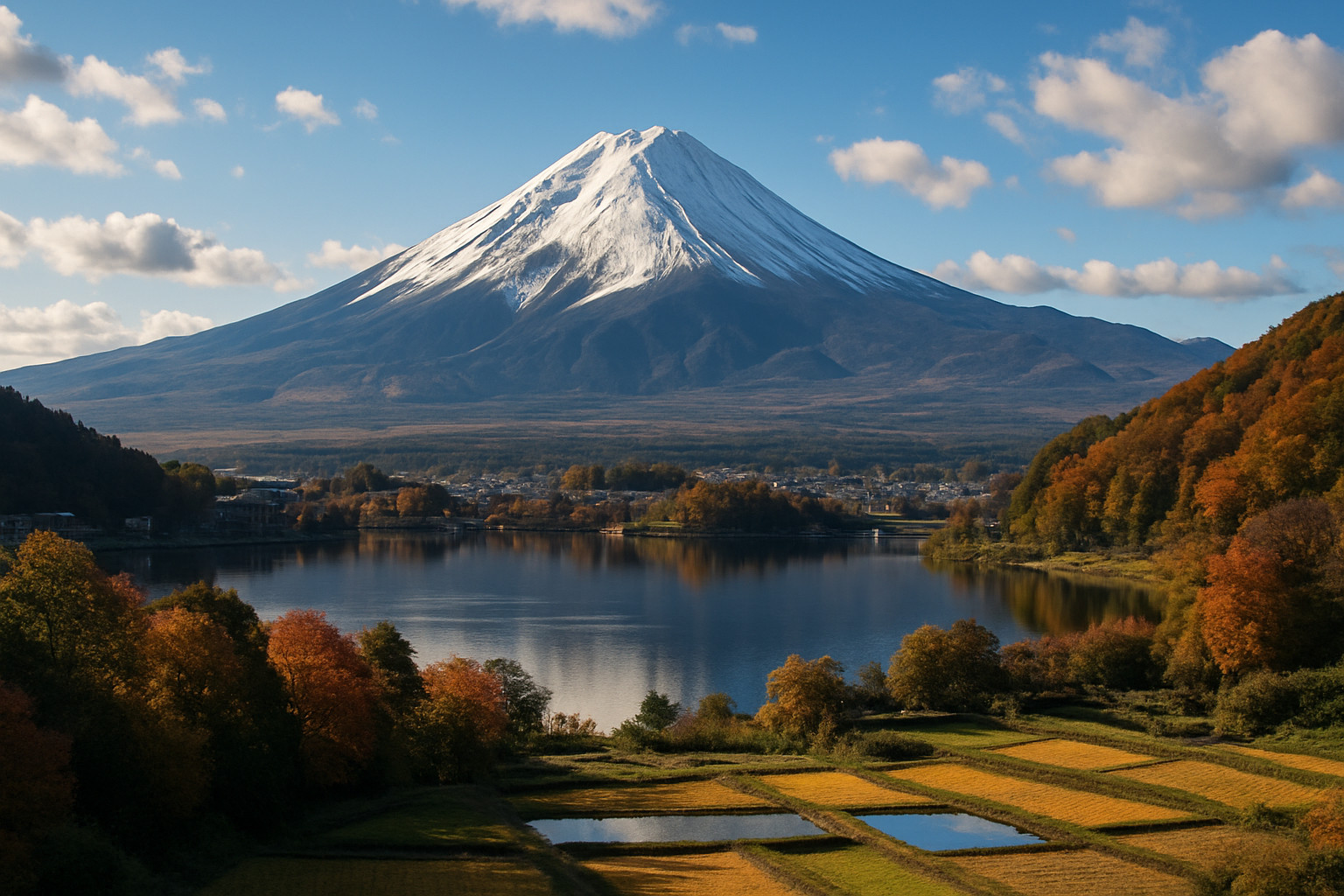 Japan landscape with Mount Fuji